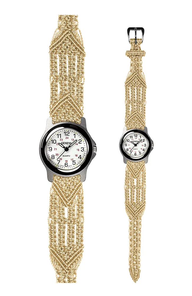 106 Bone - Wide with Round Silver Sport Watch