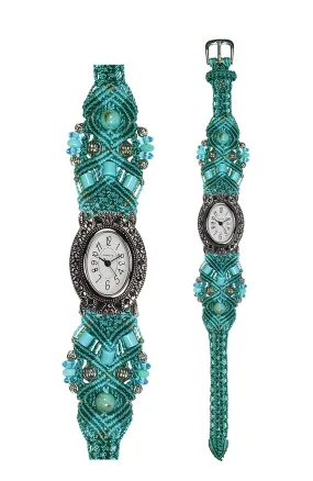 109B - Wide with Vintage Style Oval Marcasite Watch