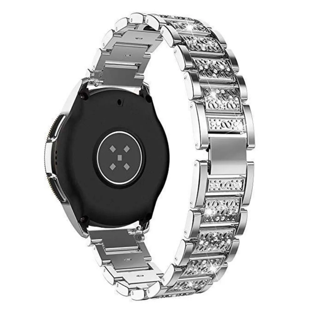 18mm Universal 3-bead rhinestone décor watch strap - Silver