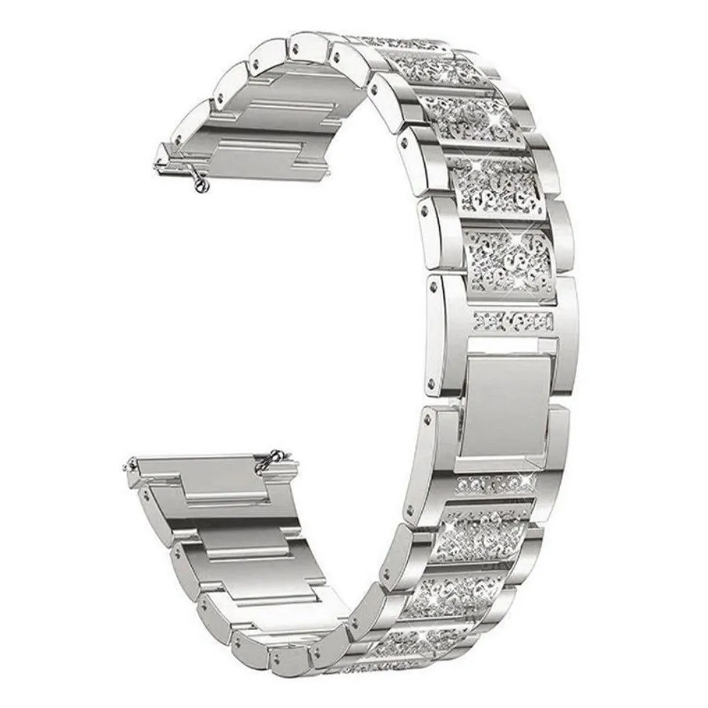 18mm Universal 3-bead rhinestone décor watch strap - Silver