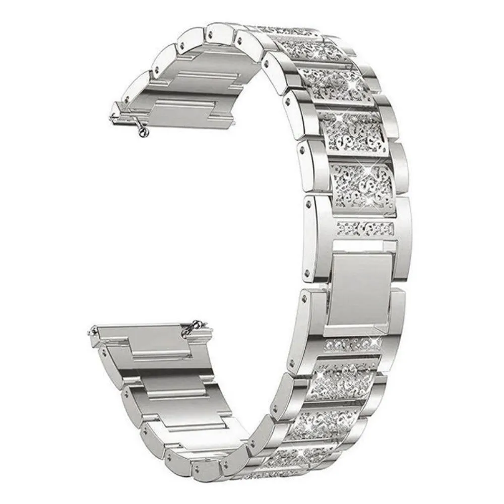 18mm Universal 3-bead rhinestone décor watch strap - Silver