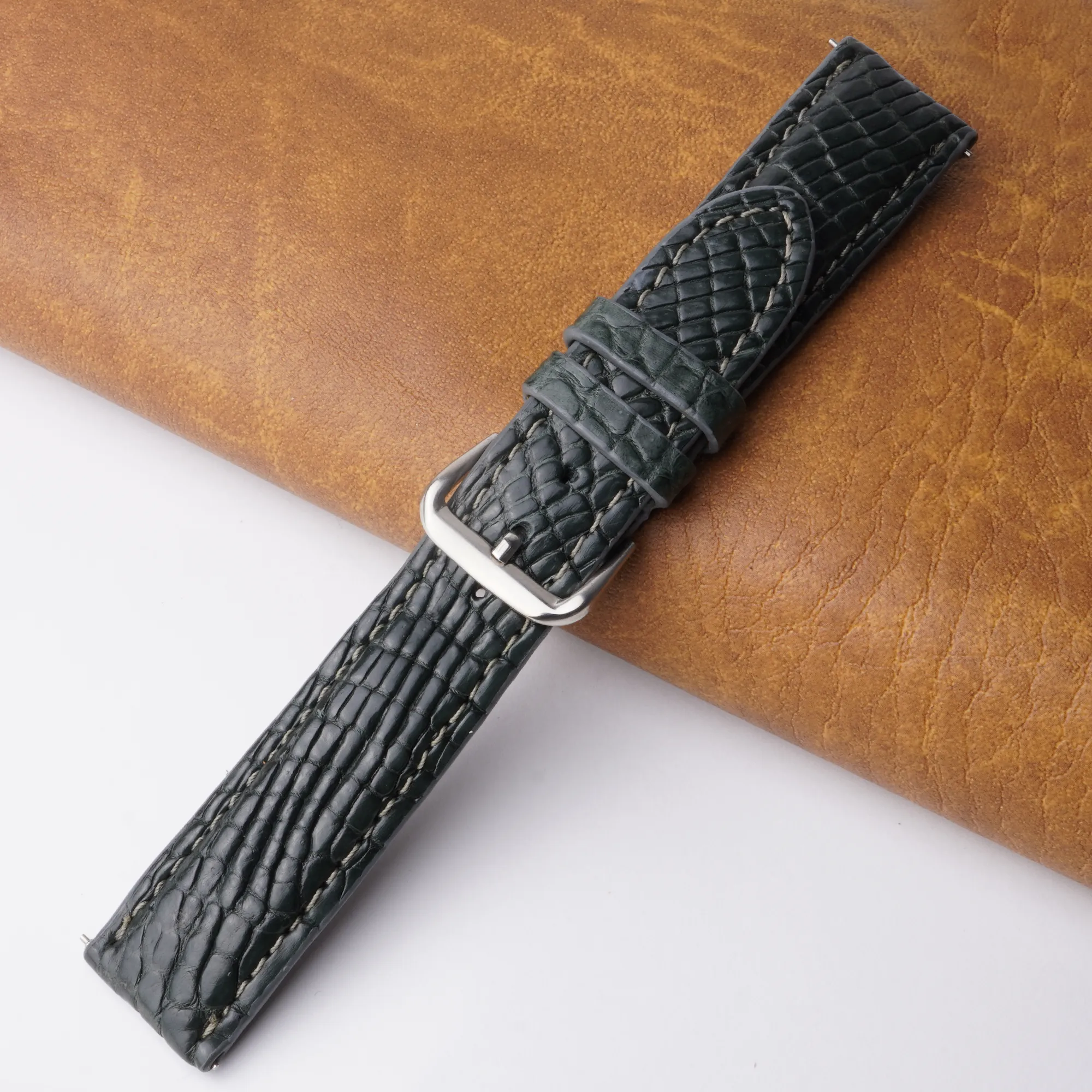 20mm Grey Unique Pattern Alligator Leather Watch Band For Men DH-02D