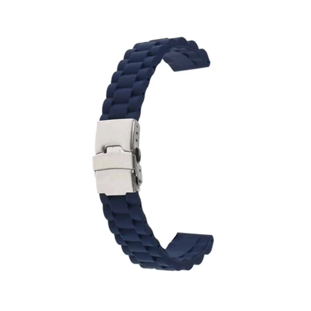 20mm Universal brand replacement silicone watch strap - Navy (M-L)