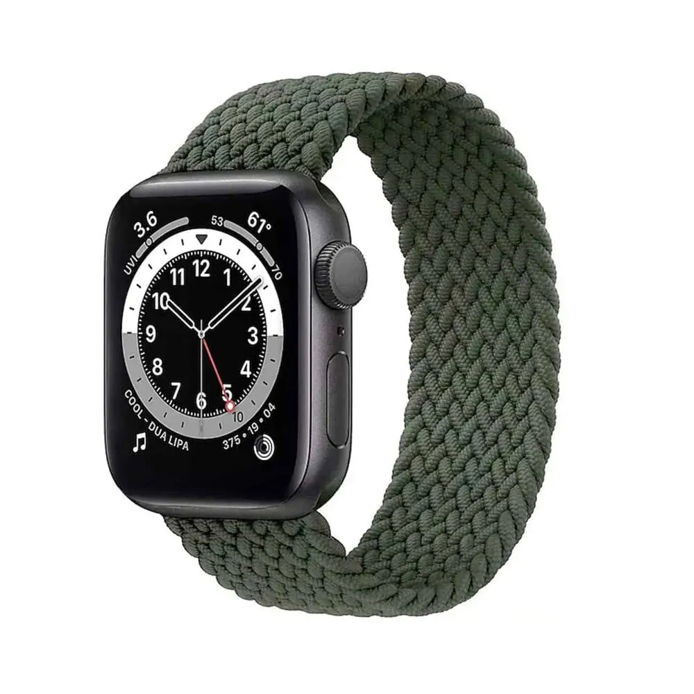 20mm Universal watch braided elastic loop strap - A.green (155mm)
