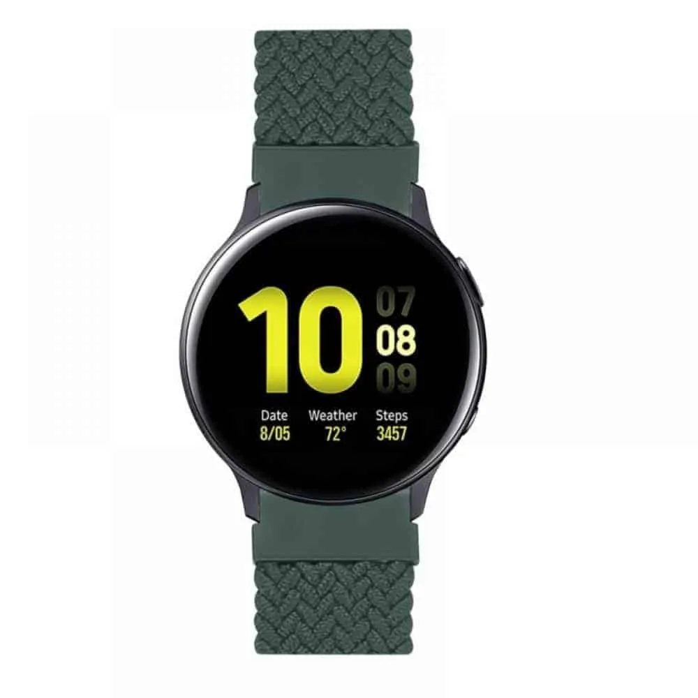 20mm Universal watch braided elastic loop strap - A.green (155mm)