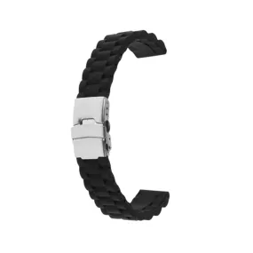 24mm Universal brand grooved silicone watch strap - Black (S-M)