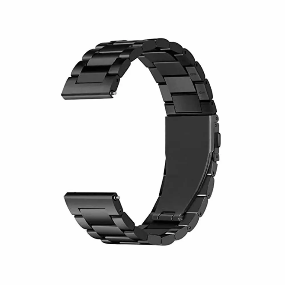 24mm watch 3 links stainless-steel strap - Black