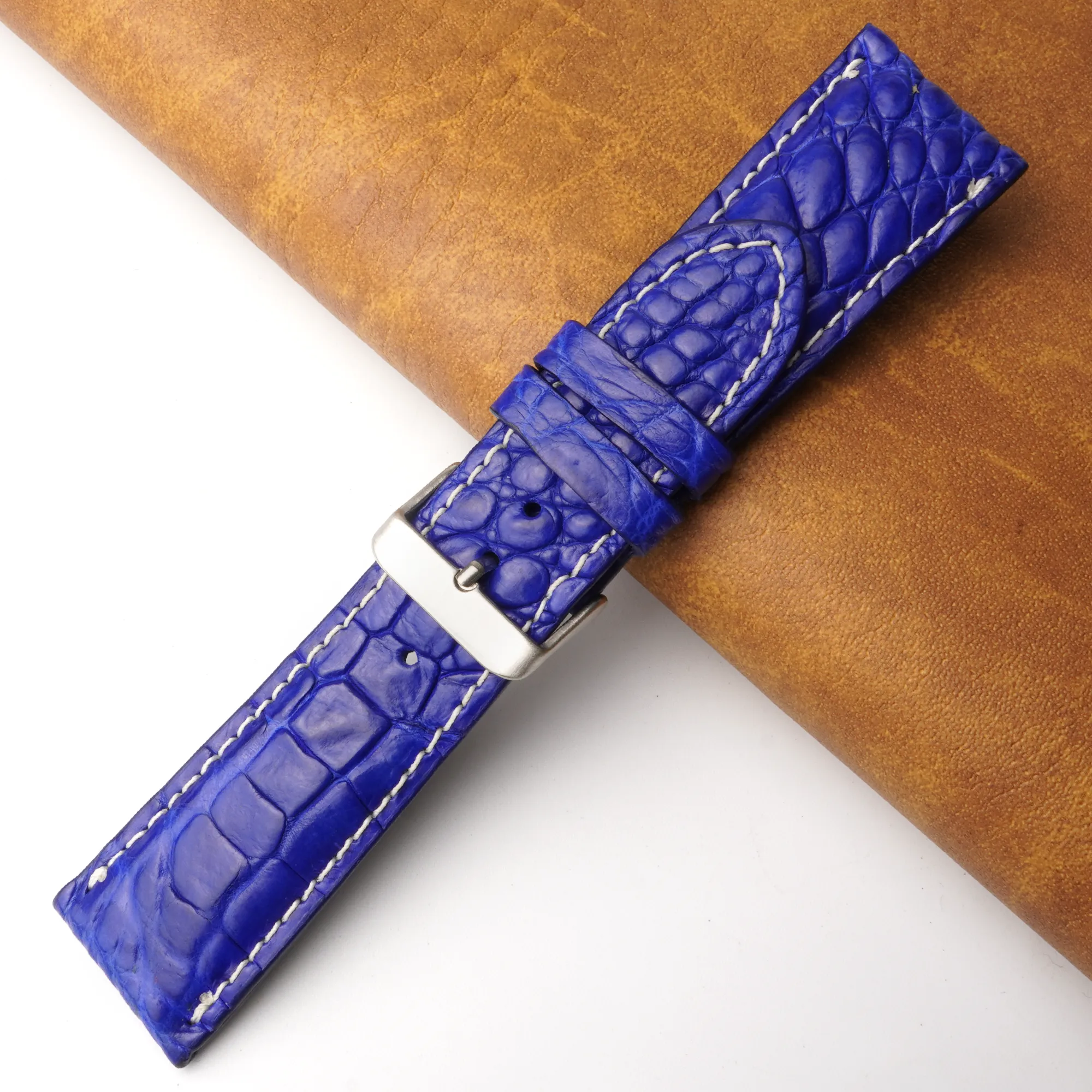 26mm Blue Unique Pattern Alligator Leather Watch Band For Men DH-159G