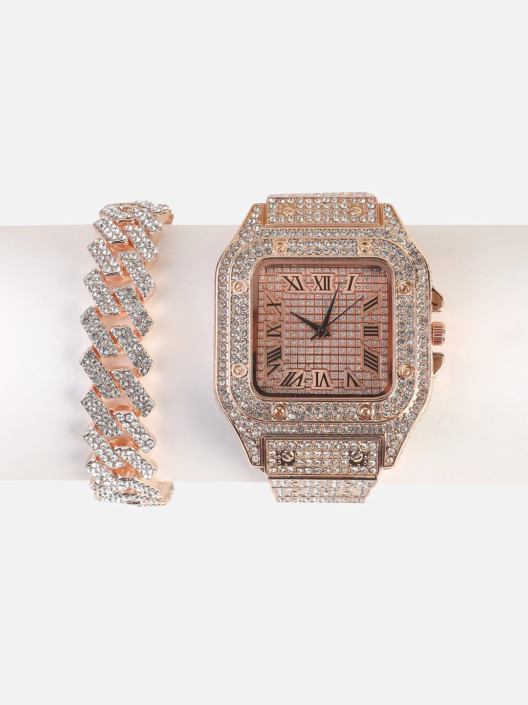 Adya Rose Gold Watch Combo