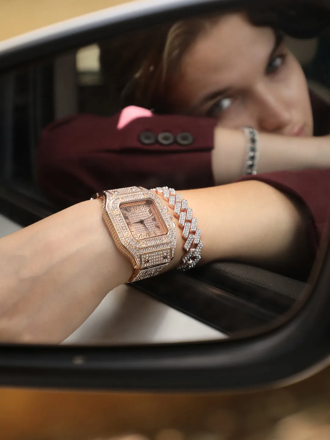 Adya Rose Gold Watch Combo