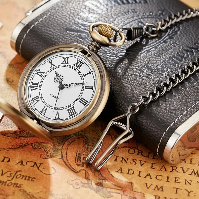 Antique Steampunk Vintage Roman Numerals Quartz Pocket Watch