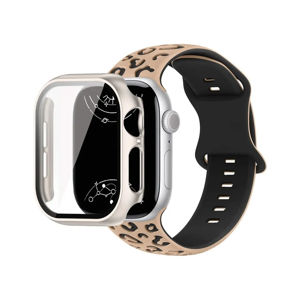 Aureus Engrave Leopard Silicone Band With Glass Case