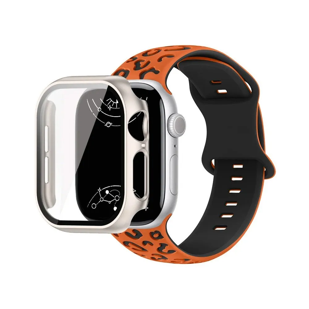 Aureus Engrave Leopard Silicone Band With Glass Case