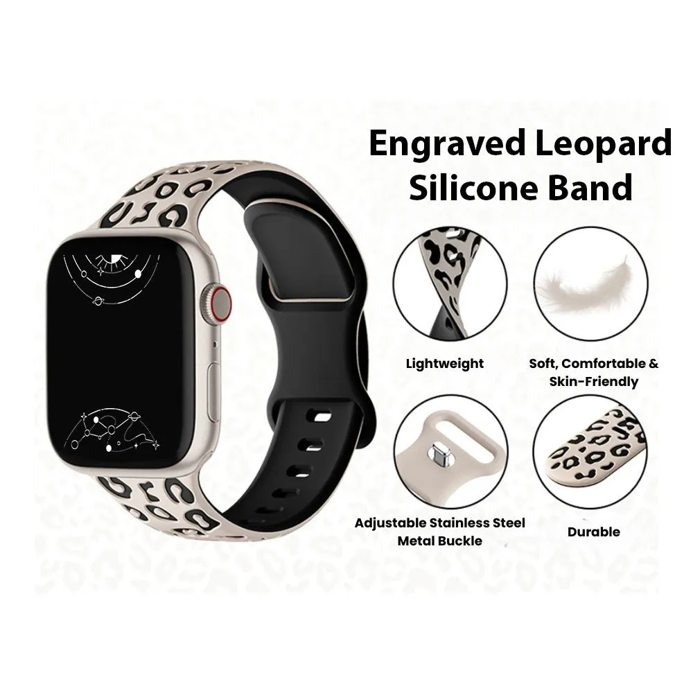 Aureus Engrave Leopard Silicone Band With Glass Case