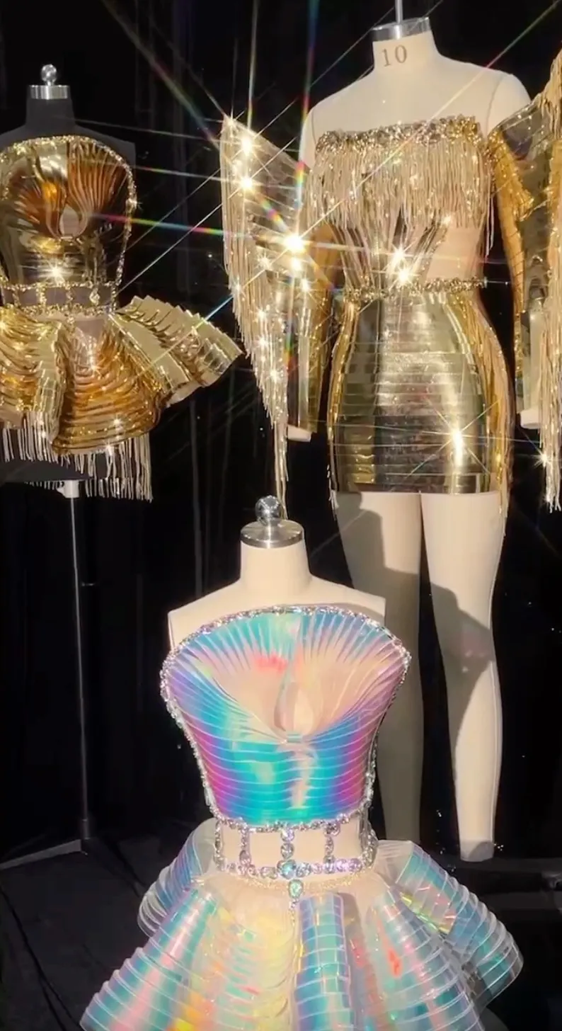 Birthday Dress Festival  Metallic Gold Dress Corset Birthday Dress Party Costume