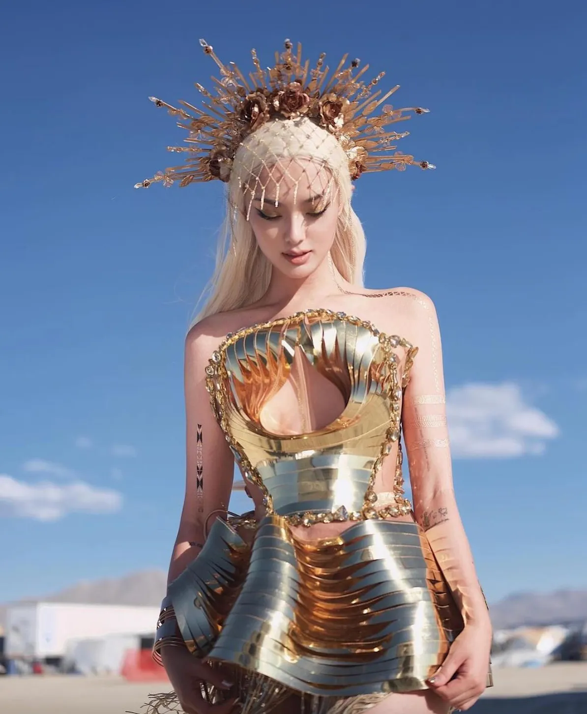 Birthday Dress Festival  Metallic Gold Dress Corset Birthday Dress Party Costume