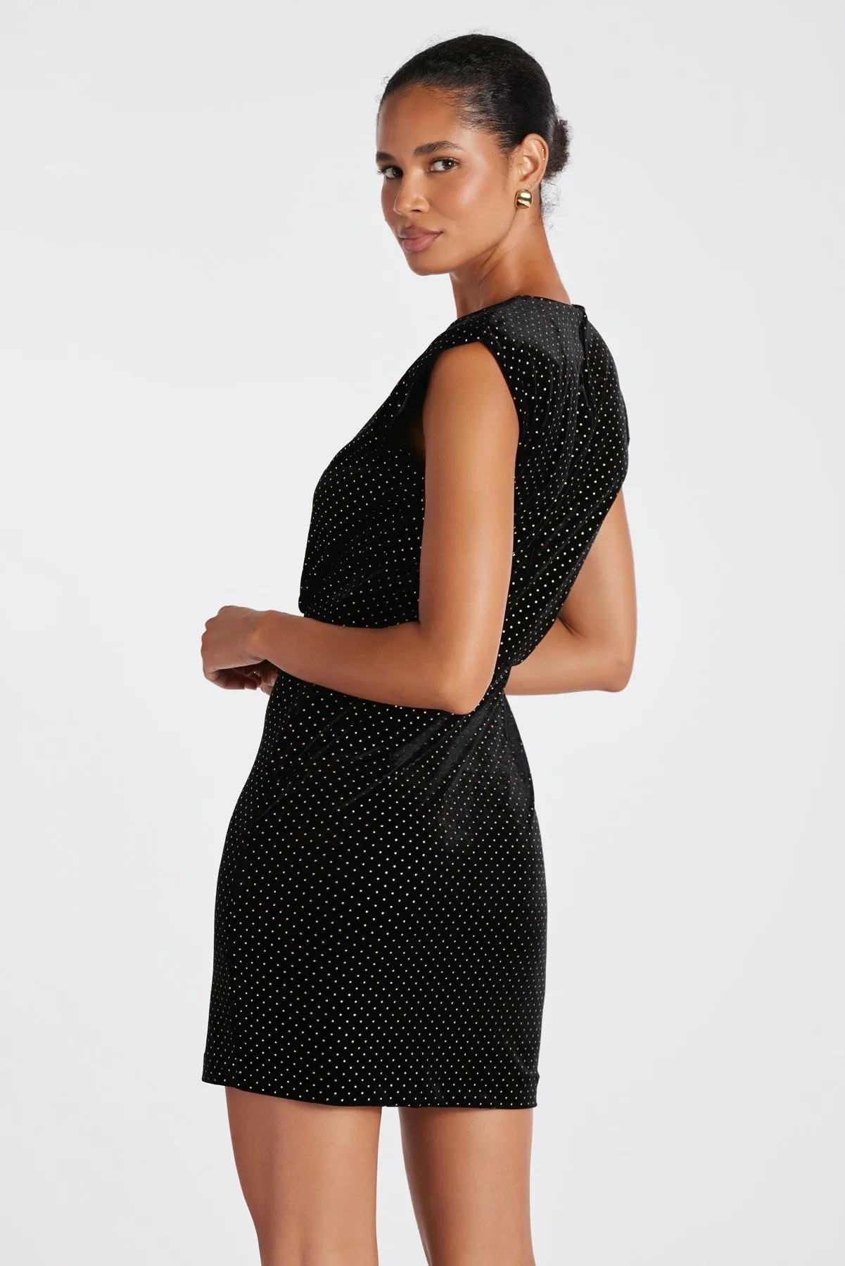Black Gold Stud Velvet Hayden Dress