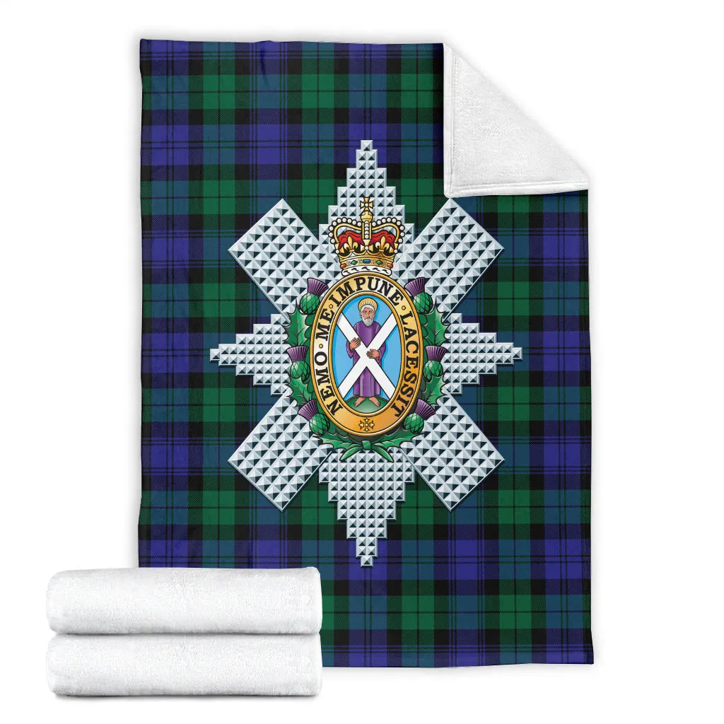 Black Watch Modern Tartan Blanket with Family Crest