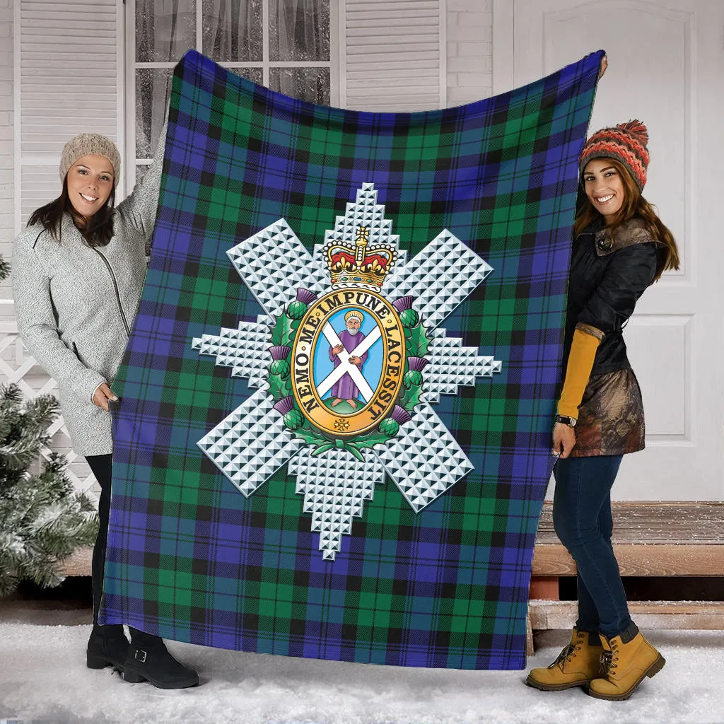 Black Watch Modern Tartan Blanket with Family Crest