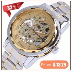 Brand Mechanical Steel Automatic Stylish Classic Skeleton Steampunk Wristwatch