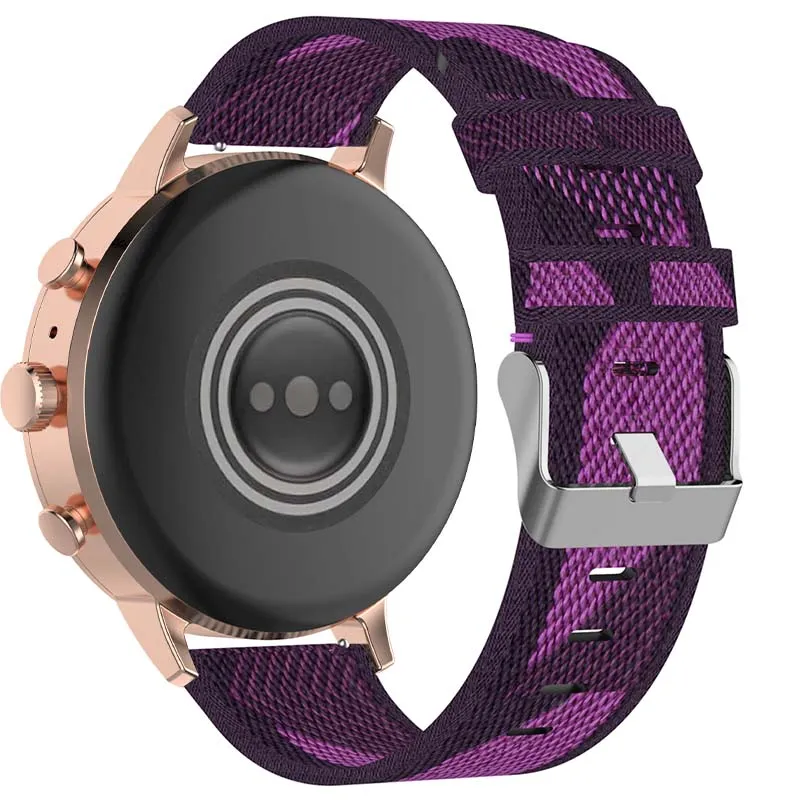Canvas Strap with Polished Silver Buckle for Fossil Gen 5E & Gen 4