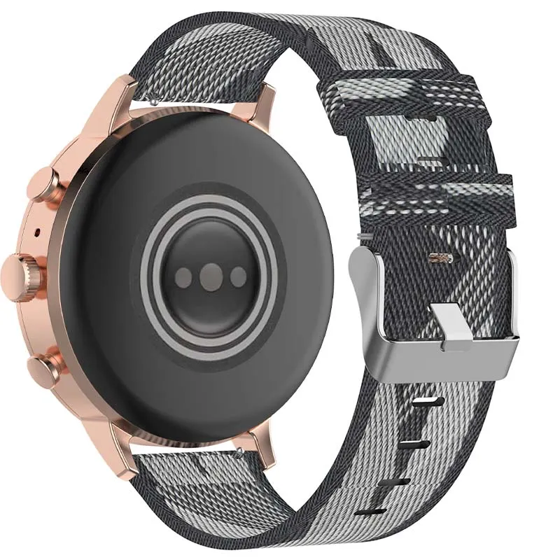 Canvas Strap with Polished Silver Buckle for Fossil Gen 5E & Gen 4