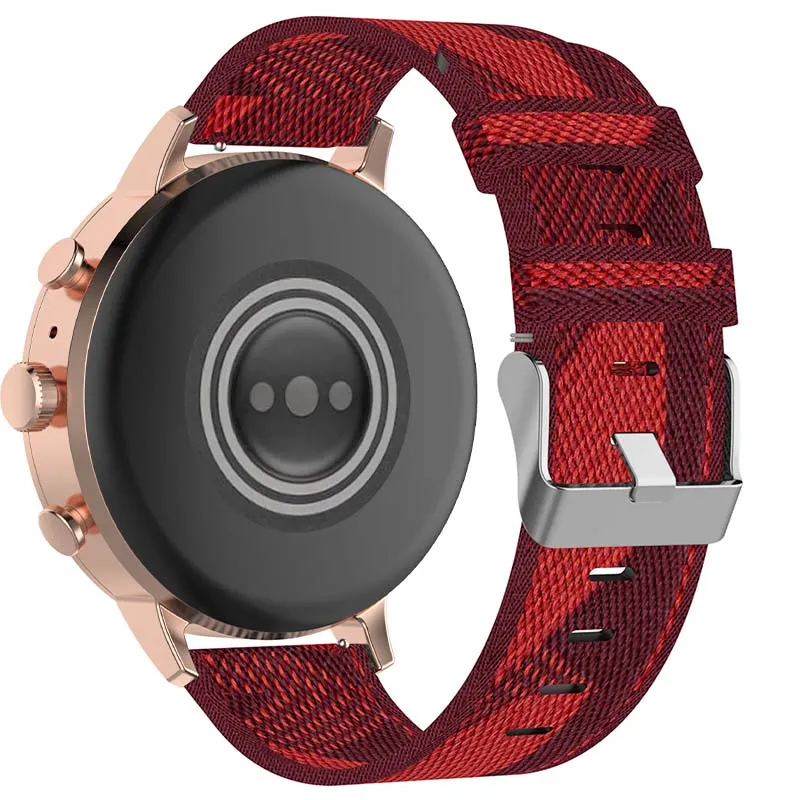Canvas Strap with Polished Silver Buckle for Fossil Gen 5E & Gen 4
