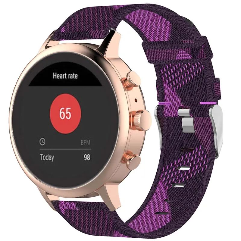 Canvas Strap with Polished Silver Buckle for Fossil Gen 5E & Gen 4