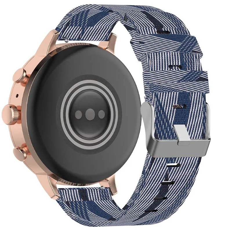 Canvas Strap with Polished Silver Buckle for Fossil Gen 5E & Gen 4