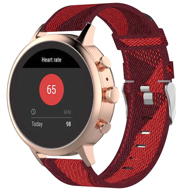 Canvas Strap with Polished Silver Buckle for Fossil Gen 5E & Gen 4