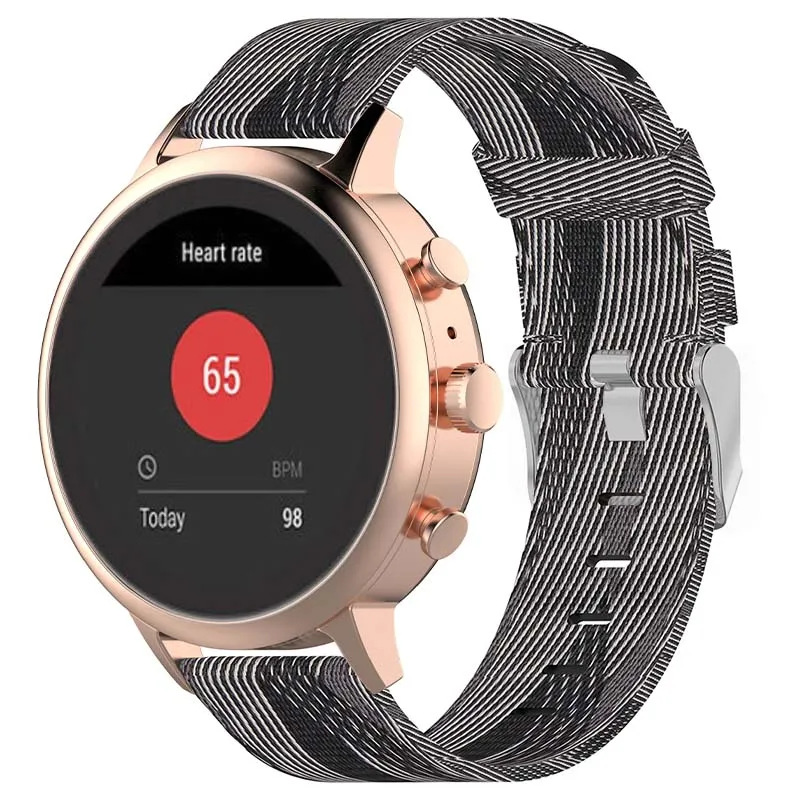 Canvas Strap with Polished Silver Buckle for Fossil Gen 5E & Gen 4