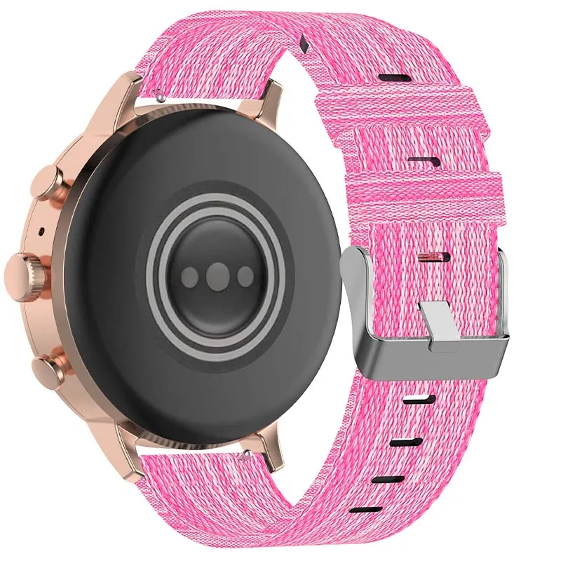 Canvas Strap with Polished Silver Buckle for Fossil Gen 5E & Gen 4