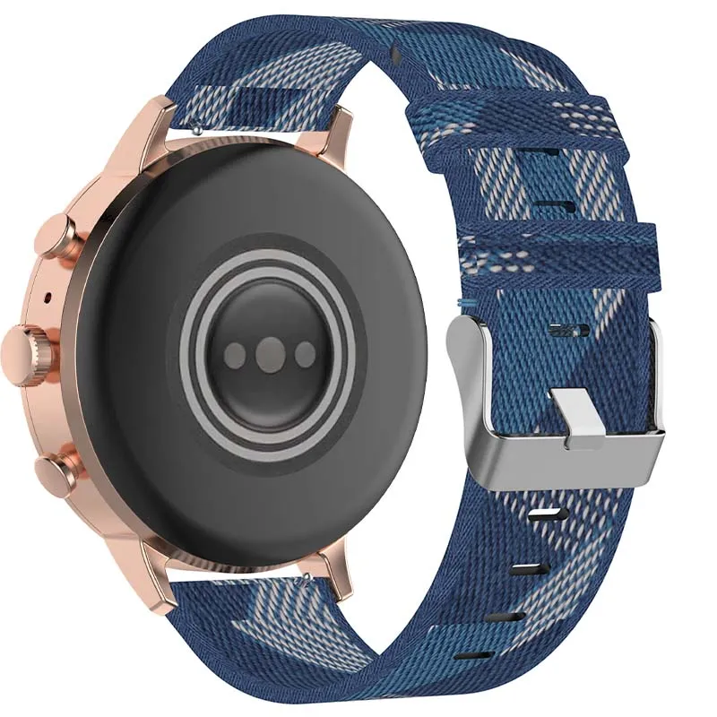 Canvas Strap with Polished Silver Buckle for Fossil Gen 5E & Gen 4