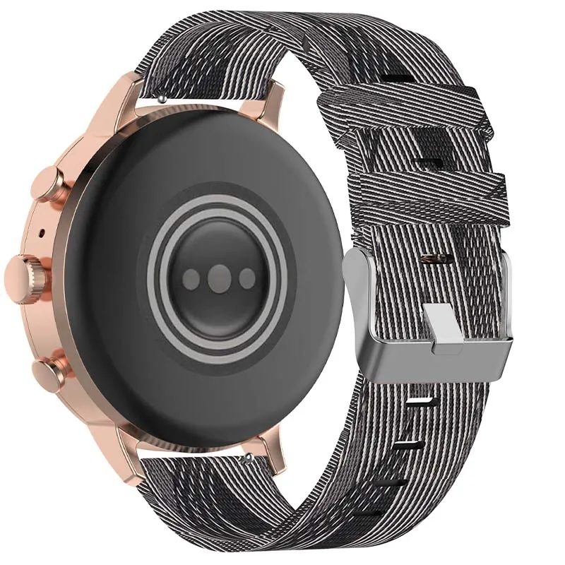 Canvas Strap with Polished Silver Buckle for Fossil Gen 5E & Gen 4