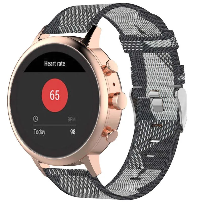 Canvas Strap with Polished Silver Buckle for Fossil Gen 5E & Gen 4