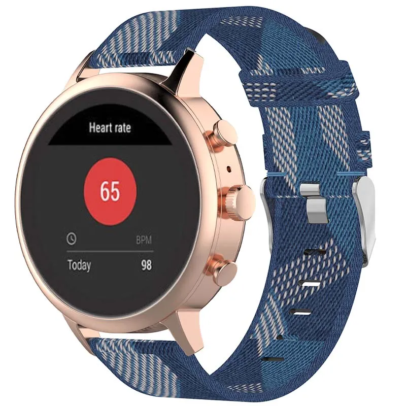 Canvas Strap with Polished Silver Buckle for Fossil Gen 5E & Gen 4
