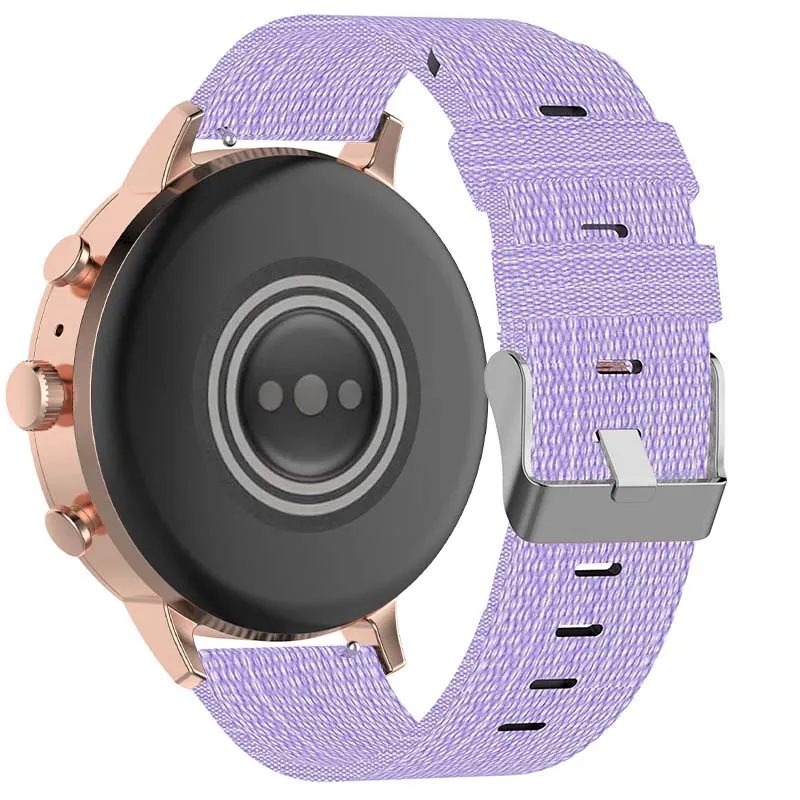 Canvas Strap with Polished Silver Buckle for Fossil Gen 5E & Gen 4