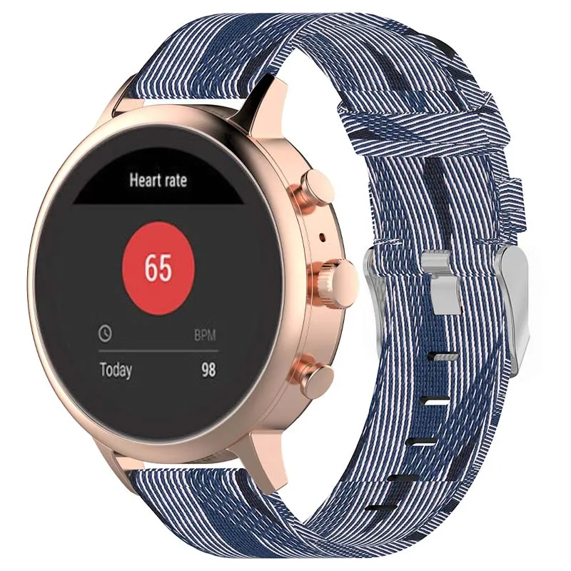 Canvas Strap with Polished Silver Buckle for Fossil Gen 5E & Gen 4