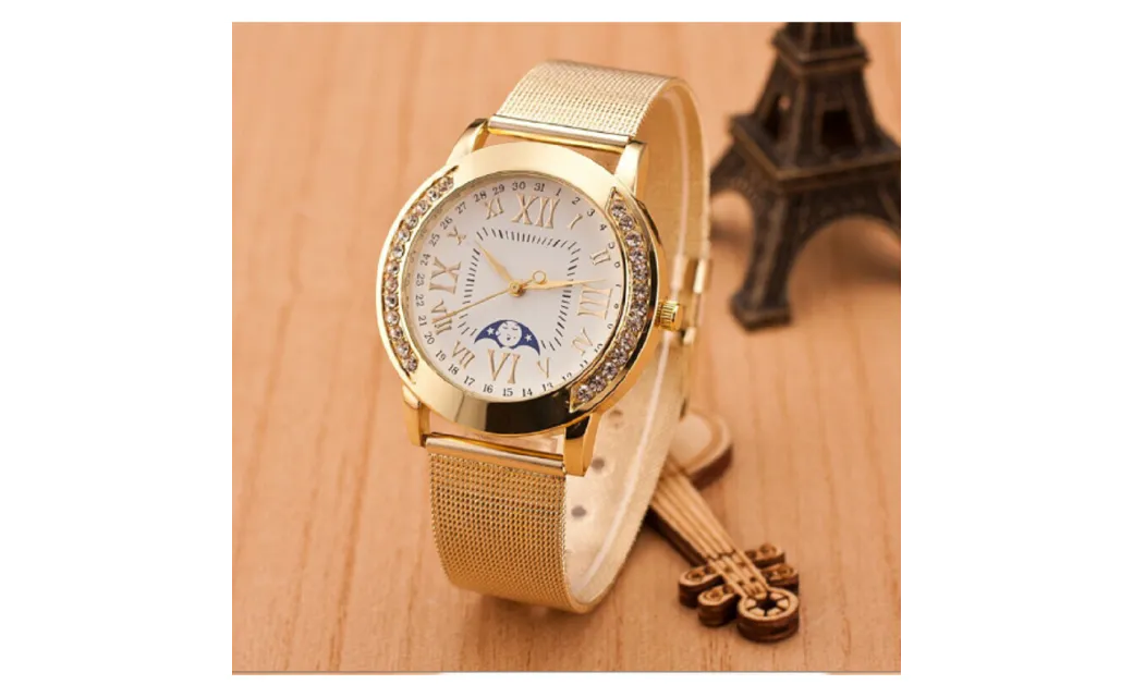 Casual Mesh Stainless Steel Dress Quartz Watch For Women