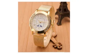 Casual Mesh Stainless Steel Dress Quartz Watch For Women