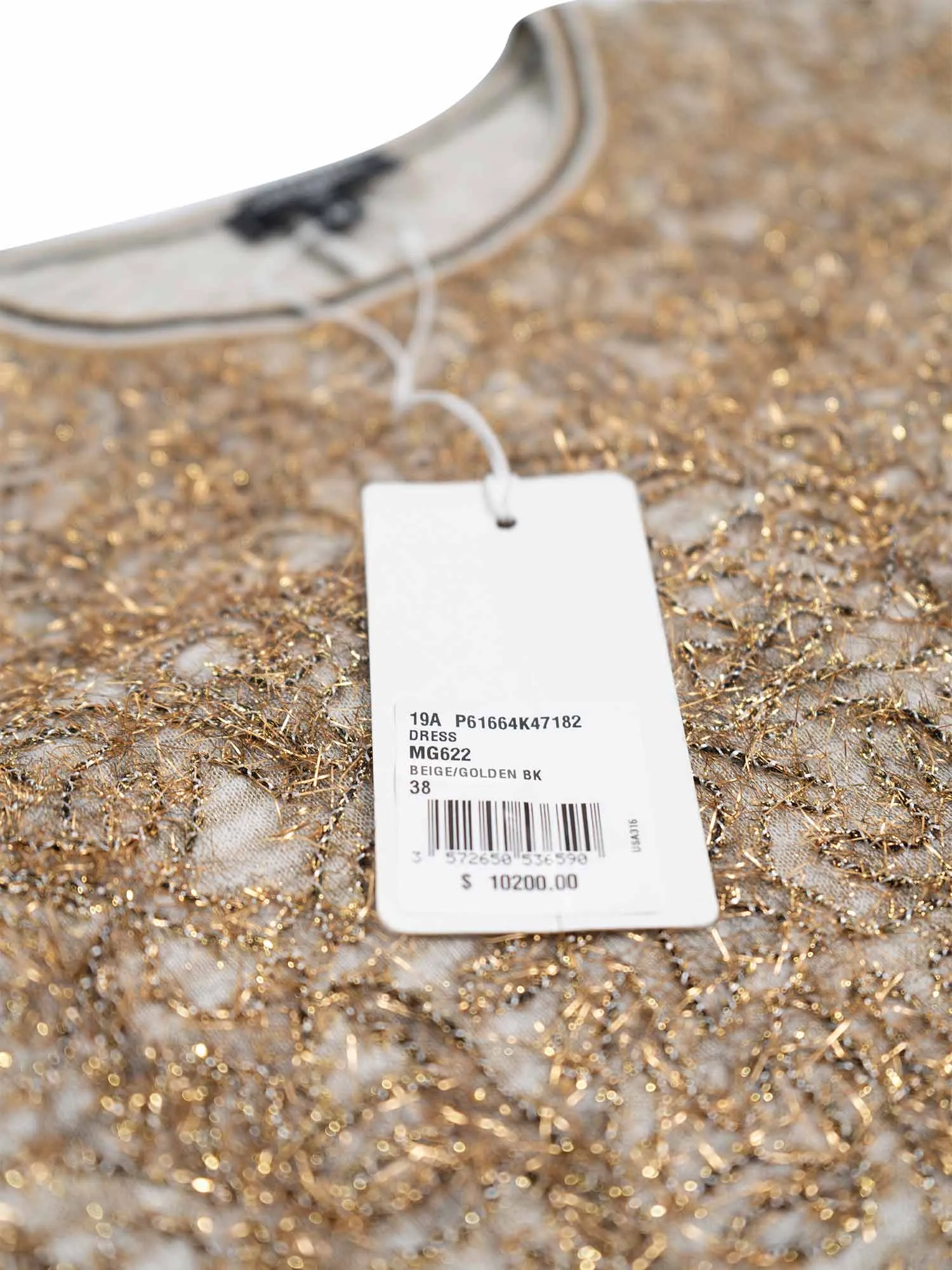 CHANEL 19A Runway CC Logo Lesage Knit Mermaid Long Dress Gold