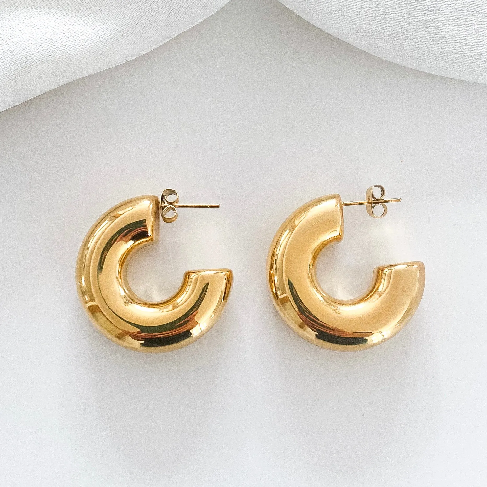 Chunky Gold Open Back Hoops
