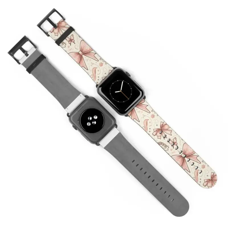 Coquette Bows & Butterflies Faux Leather Watch Band