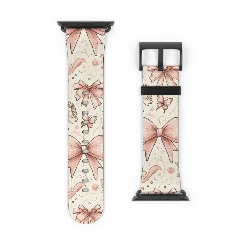 Coquette Bows & Butterflies Faux Leather Watch Band