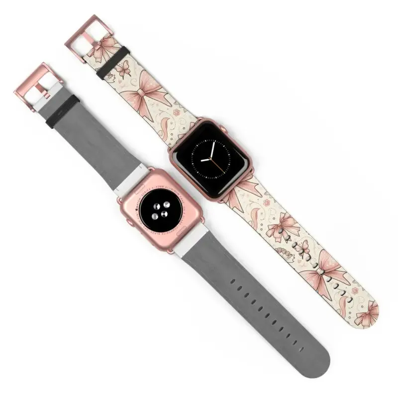 Coquette Bows & Butterflies Faux Leather Watch Band