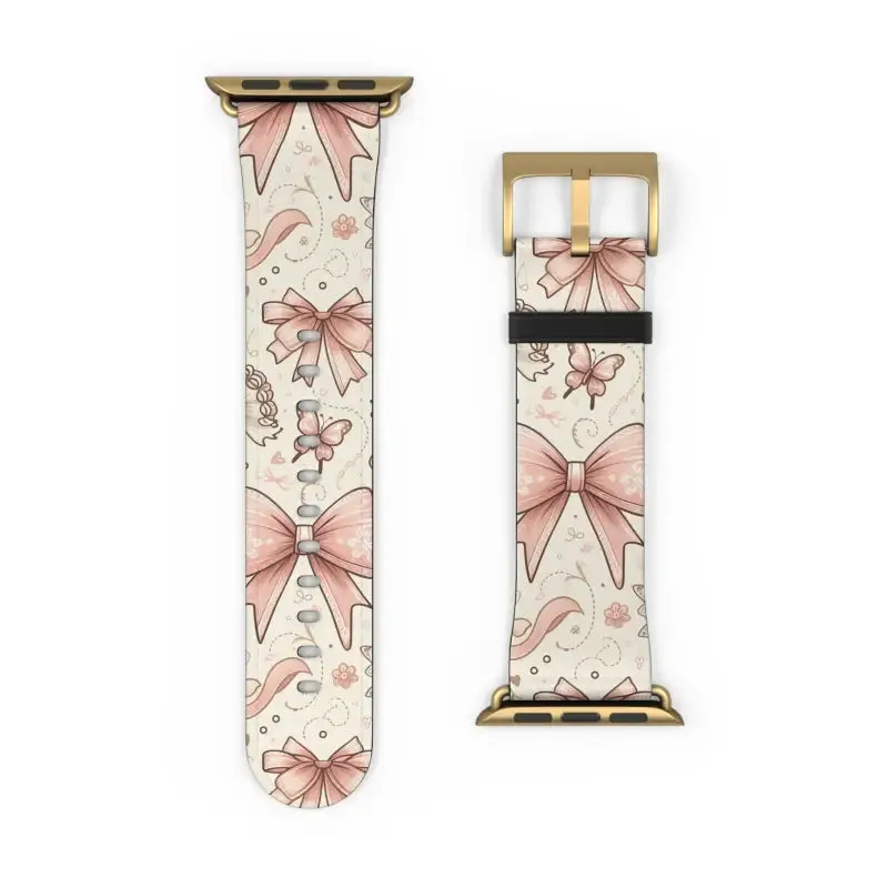 Coquette Bows & Butterflies Faux Leather Watch Band