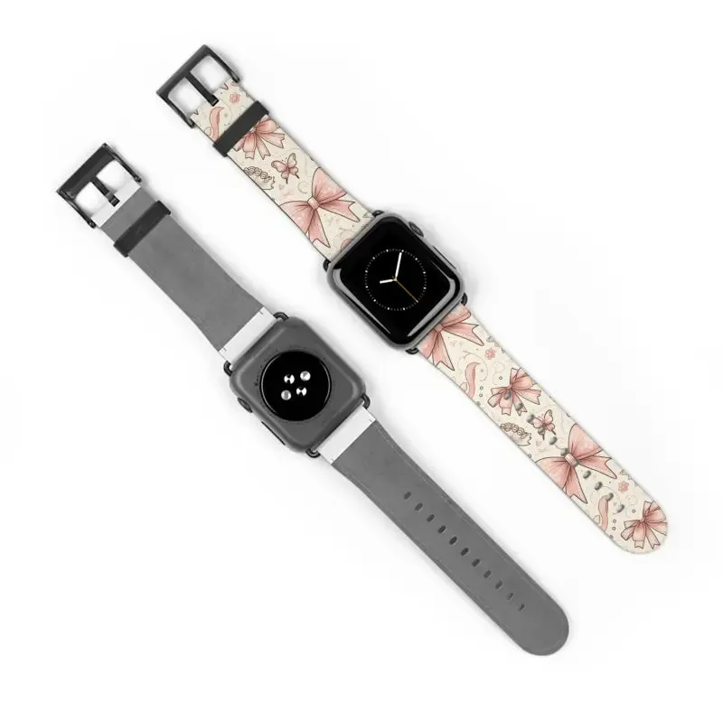 Coquette Bows & Butterflies Faux Leather Watch Band