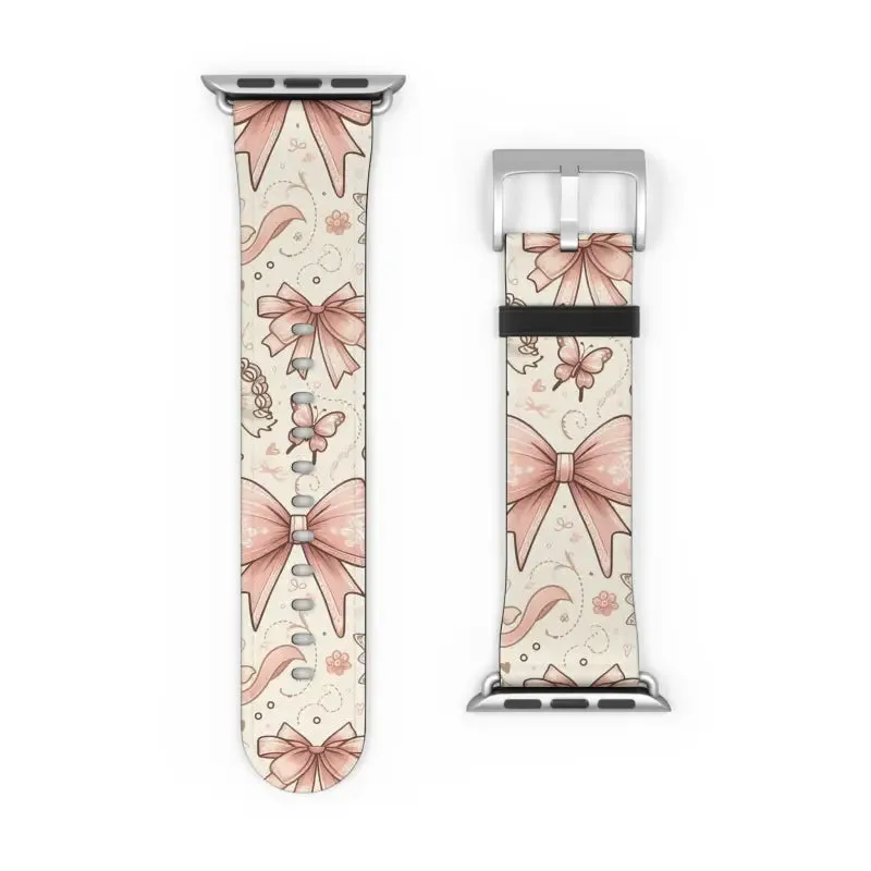 Coquette Bows & Butterflies Faux Leather Watch Band