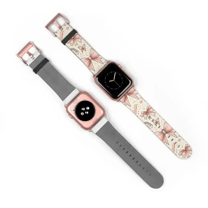 Coquette Bows & Butterflies Faux Leather Watch Band