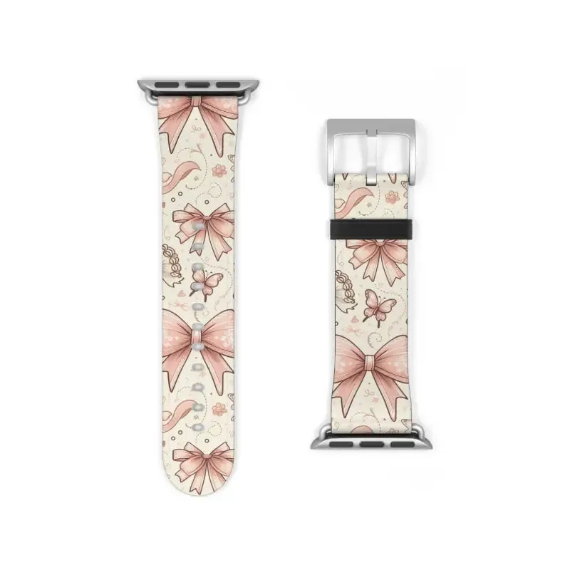Coquette Bows & Butterflies Faux Leather Watch Band
